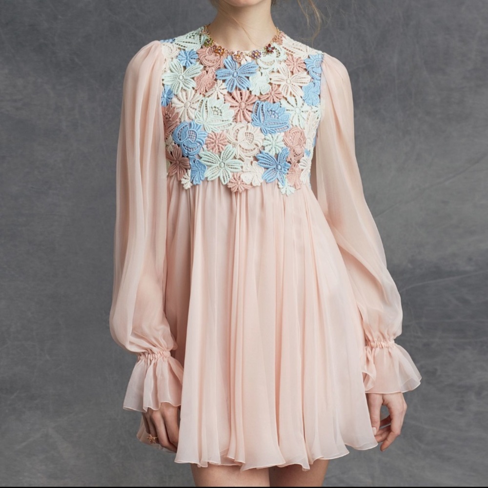 Dolce & Gabbana Floral Macramé Chiffon Dress